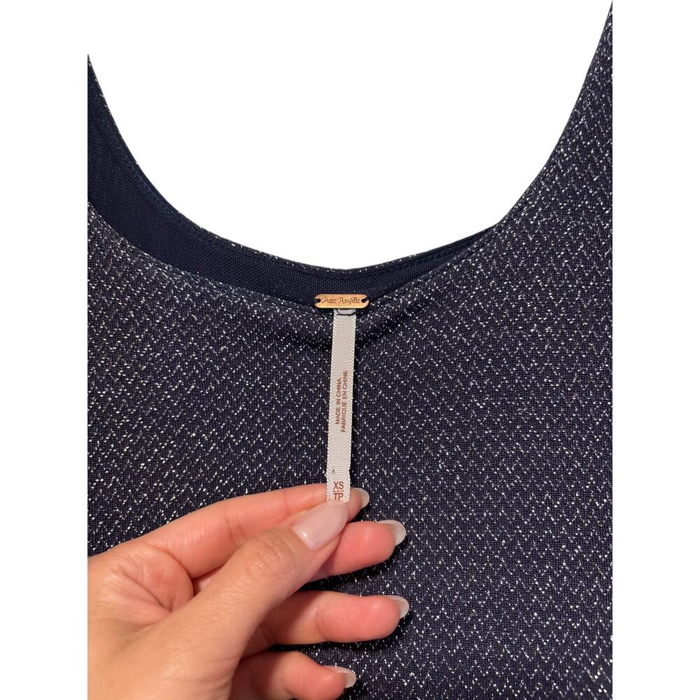 Free People XS Navy Blue Long Sleeve Sparkle Dress - Picture 7 of 9